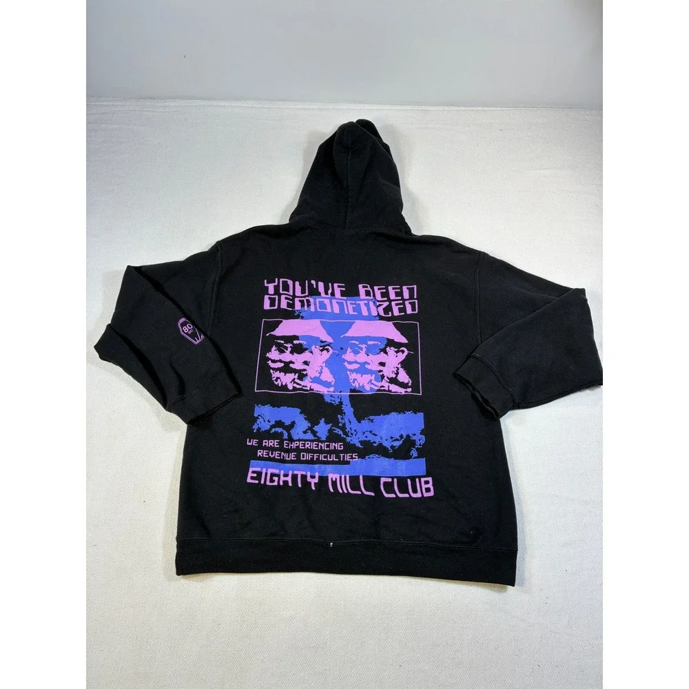PewDiePie‎ Eighty Mill Club Hoodie Black M Graphic Demonetized Limited Edition